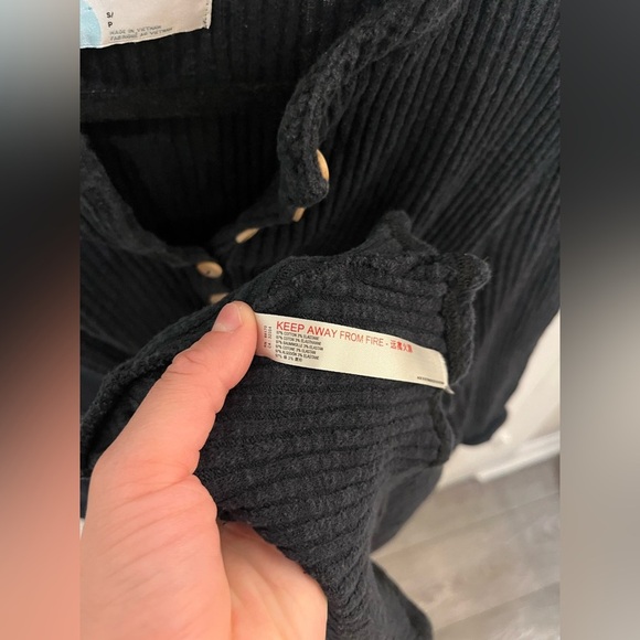 Free People Beach Blossom Ribbed Button Up Dress Black Size Small - Picture 8 of 11